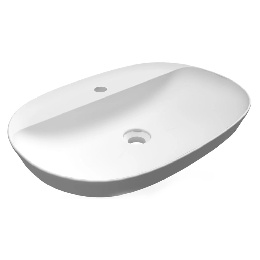Lavabo incasso ovale allungato foro rubinetto Rak Ceramics Bianco
