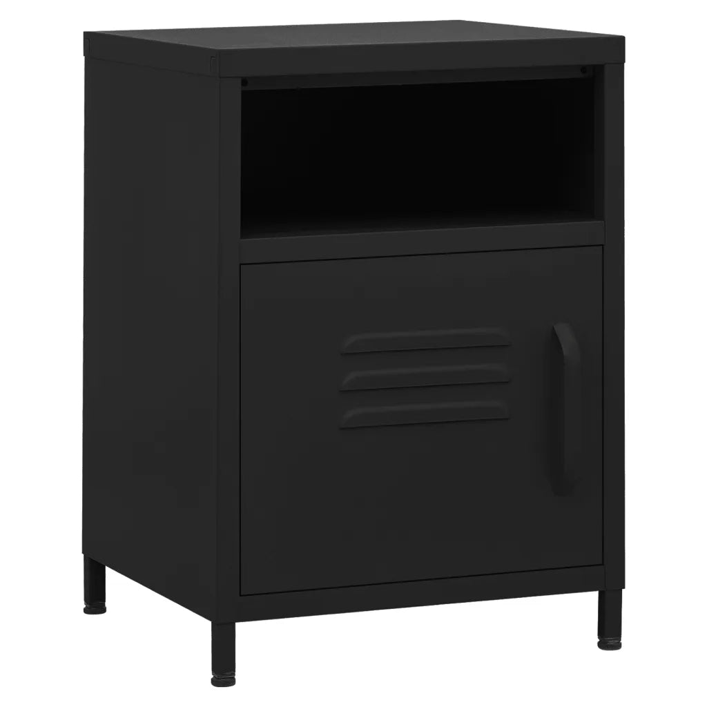 Set di 2 Comodini | Armadio da Notte | Mobiletto da notte Neri 35x35x51 cm in Acciaio