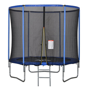 Trampolino Tappeto Elastico Ø244x240 cm con Rete e Bordo Imbottito Blu e Nero