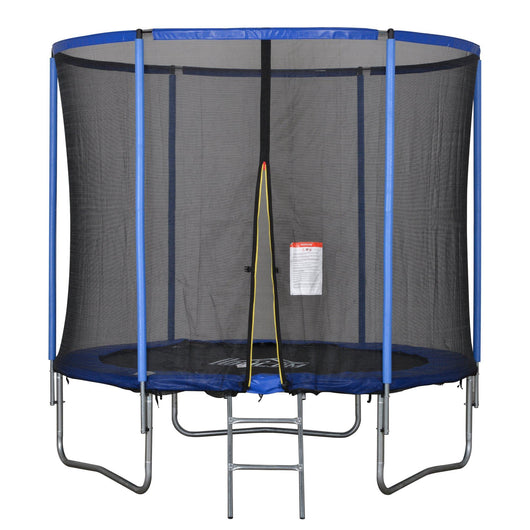 Trampolino Tappeto Elastico Ø244x240 cm con Rete e Bordo Imbottito Blu e Nero