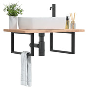 vidaXL Reggimensole per Lavabo 2 pz Nere Rettangolari in Acciaio