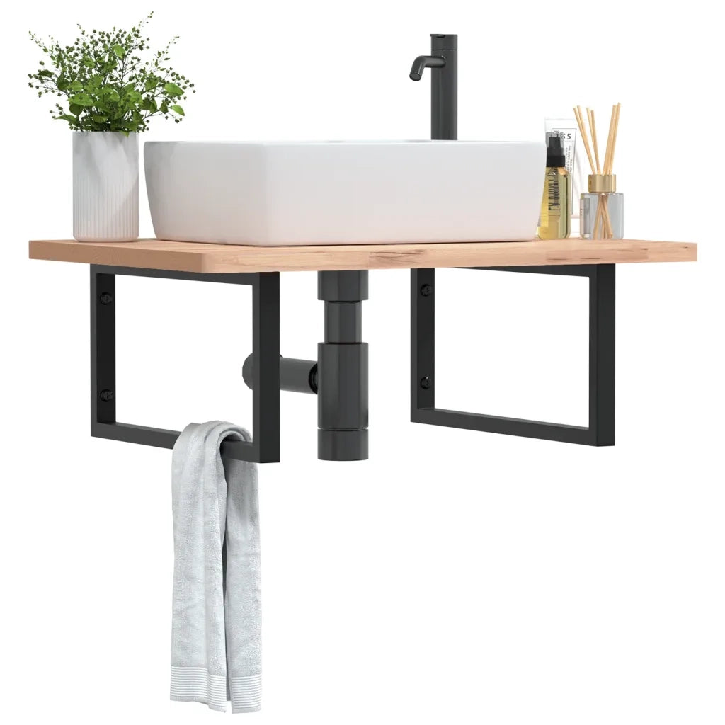 vidaXL Reggimensole per Lavabo 2 pz Nere Rettangolari in Acciaio