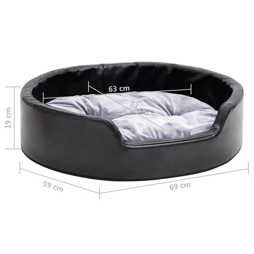 Lettino per Cani Nero e Grigio 69x59x19 cm Peluche e Similpelle CFW2601056