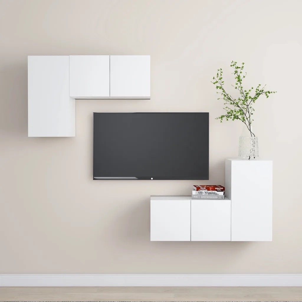 Set Mobili TV 4 pz Bianco in Truciolato cod mxl 33895