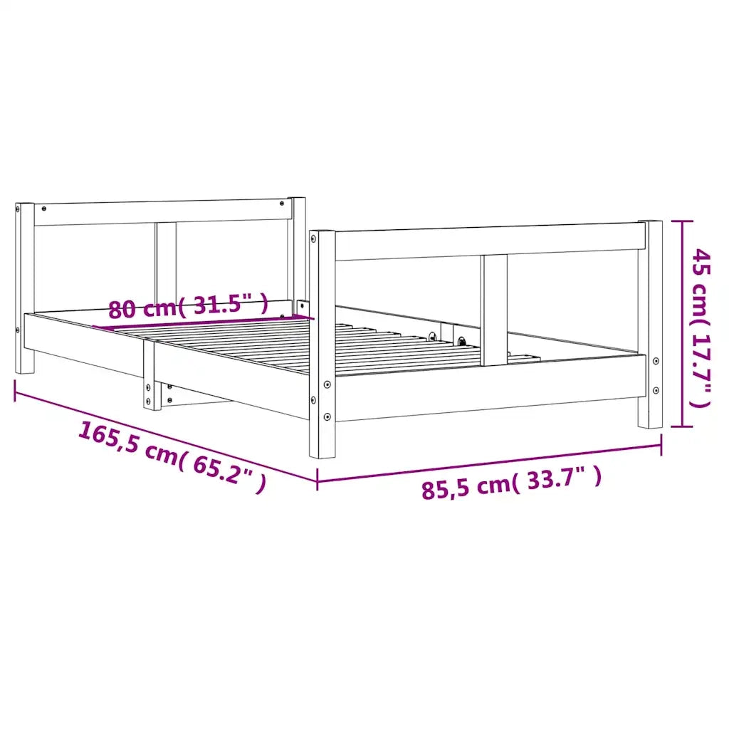 Giroletto per Bambini-Struttura Letto Bambini Bianco 80x160cm in Legno Massello di Pino 938675