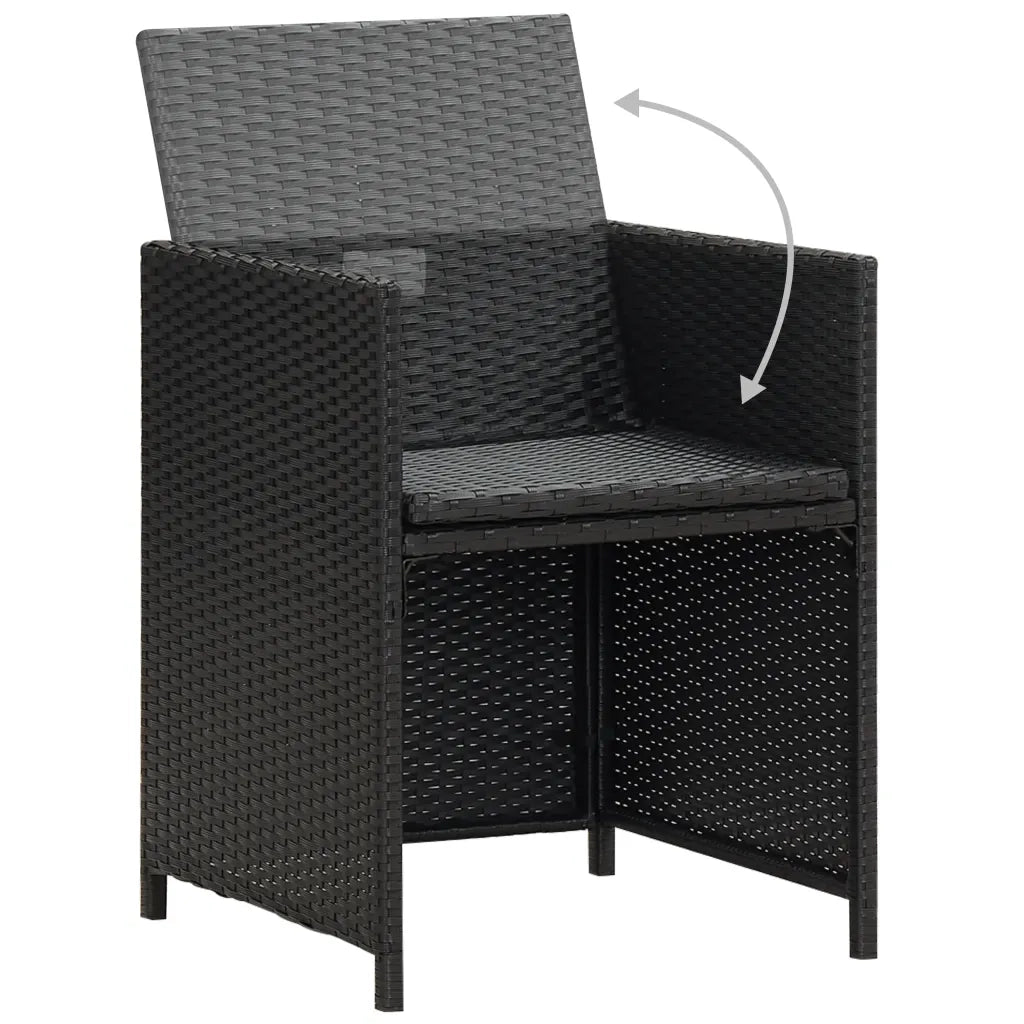 Sedie da Giardino 2 pz con Cuscini in Polyrattan Nere 42559