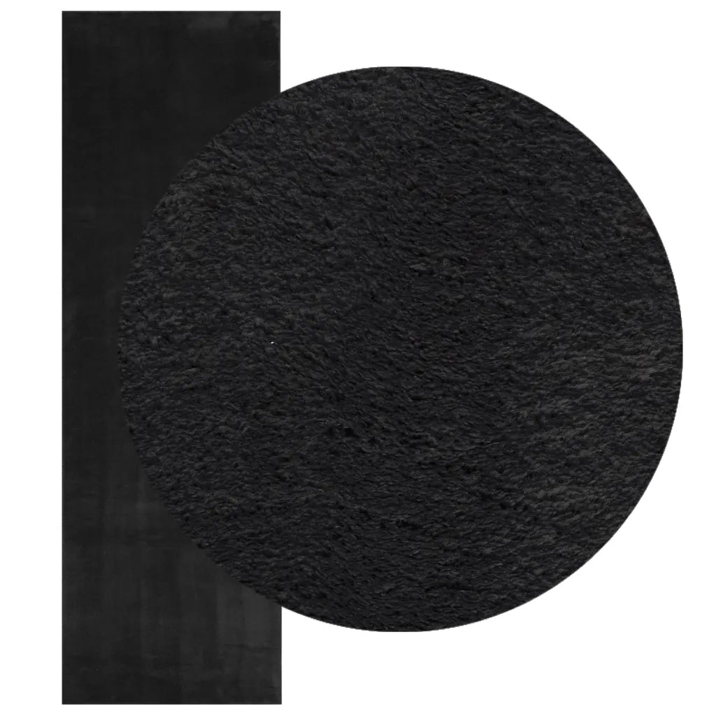 Tappeto a Pelo Corto HUARTE Morbido e Lavabile Nero 80x250 cm 375111