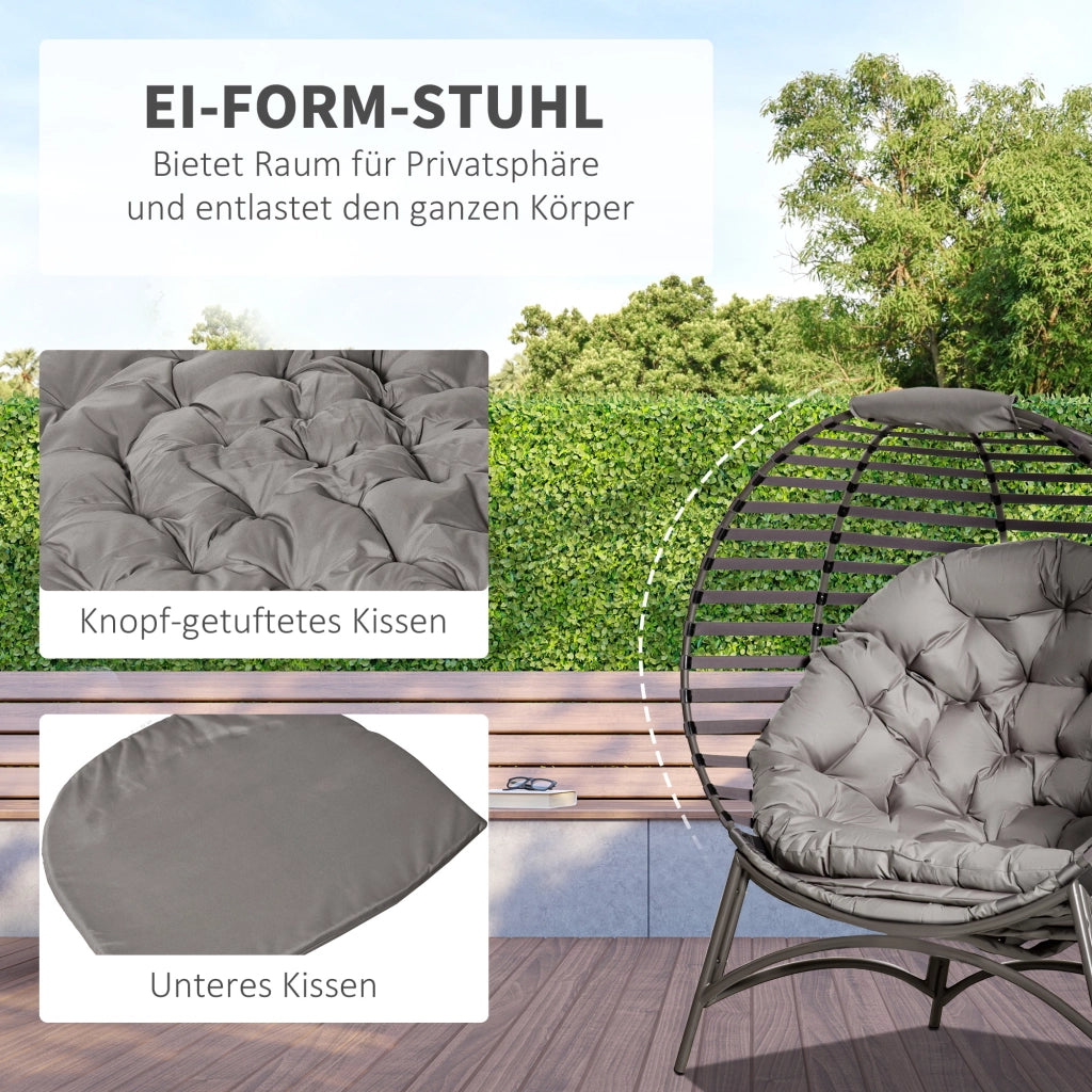 Poltrona da giardino in polyrattan con cuscini ¨C zephmum ¨C marrone sabbia 118x75x139 cm