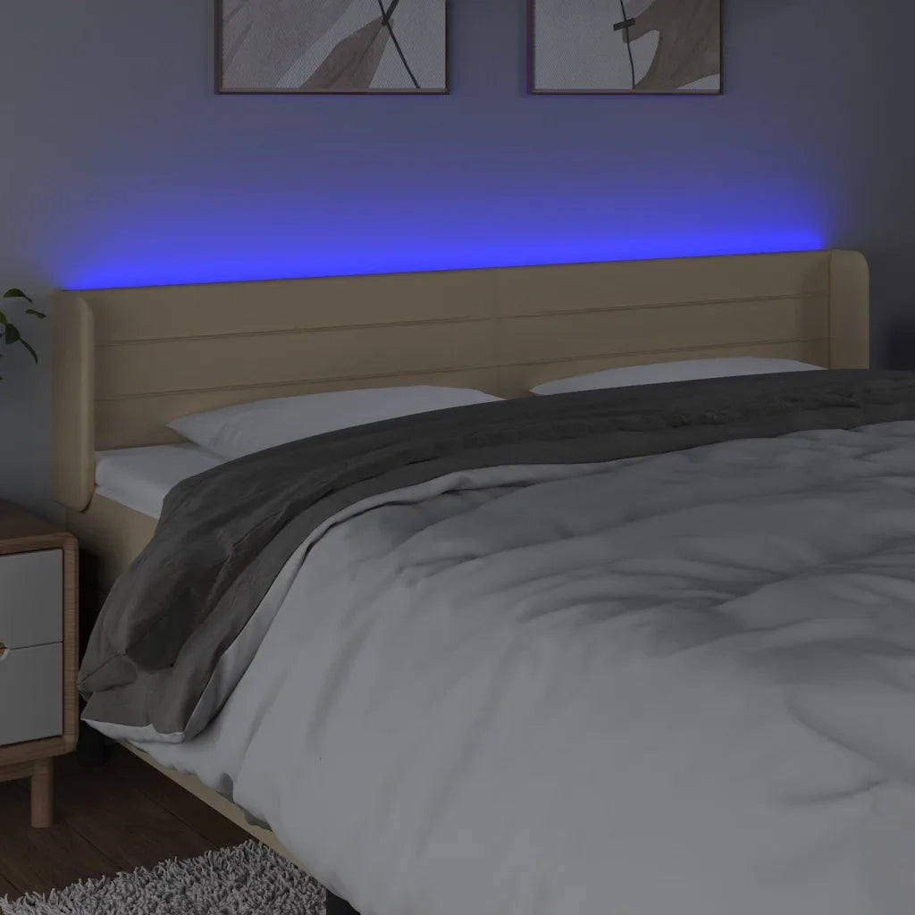 Testiera a LED Crema 203x16x78/88 cm in Tessuto 3123403