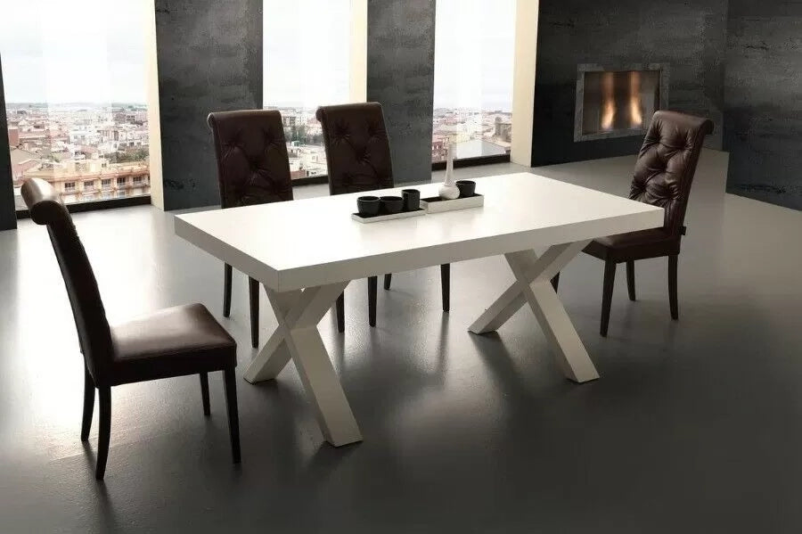 Tavolo rettangolare allungabile tinta bianco consumato naturale 180x100x77