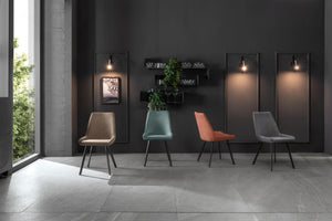 Set 4 Sedie 48x60xH87 cm in Microfibra Fox Grigio Scuro