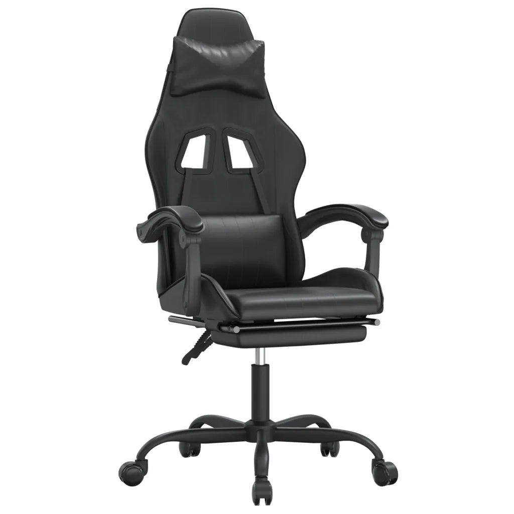 vidaXL Sedia da Gaming con Poggiapiedi Nero in Similpelle