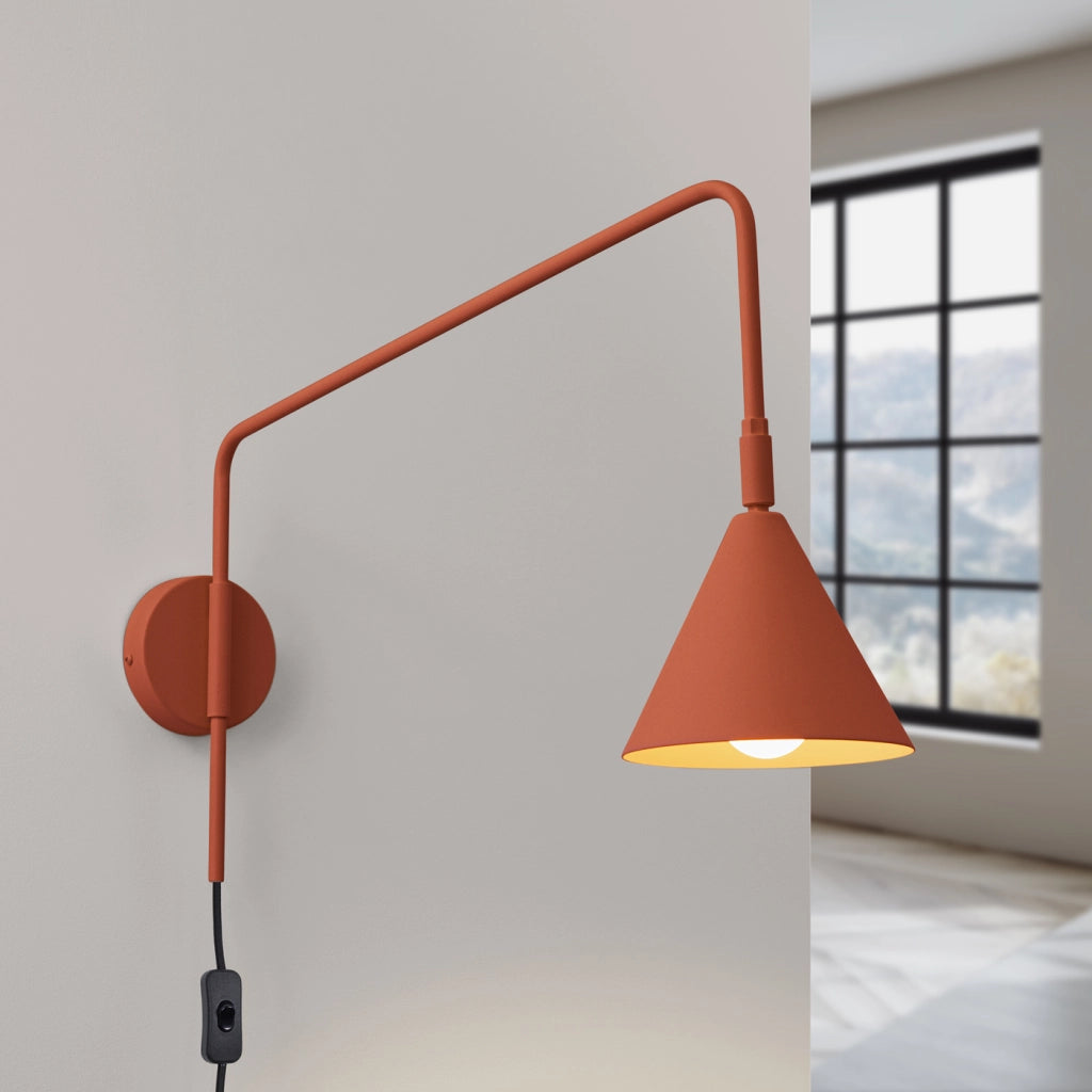 Lampada da parete NOX Crimson in acciaio rosso ocra 14x61x30cm E14 LED Max 10W