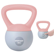 Kettlebell 4 kg ¨C Xylo ¨C Riempimento Sabbia Metallica Impugnatura Antiscivolo Rosa Grigio