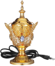 Brander elettrico per incenso - Contenitore in metallo per incenso - Ideale per yoga e spa - Oro - Decorazione interiore - Terapia aromatica - Adatto per...