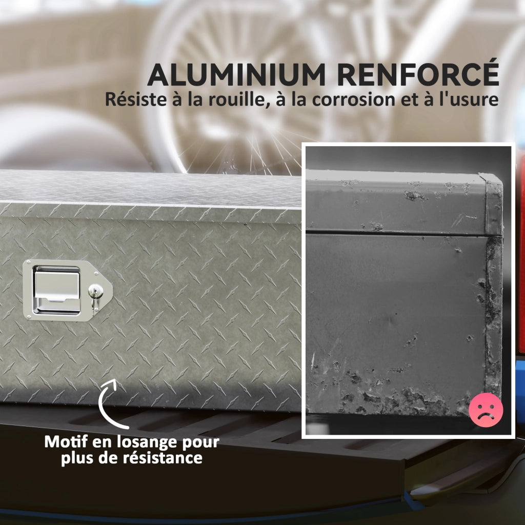 Scatola di stoccaggio in alluminio per rimorchio ¨C zephmum ¨C 99x33x25,5 cm argento