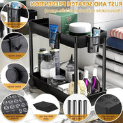 Organizzatore per sottocassa - 2 livelli - 8 ganci - 4 contenitori da appendere per cucina e bagno