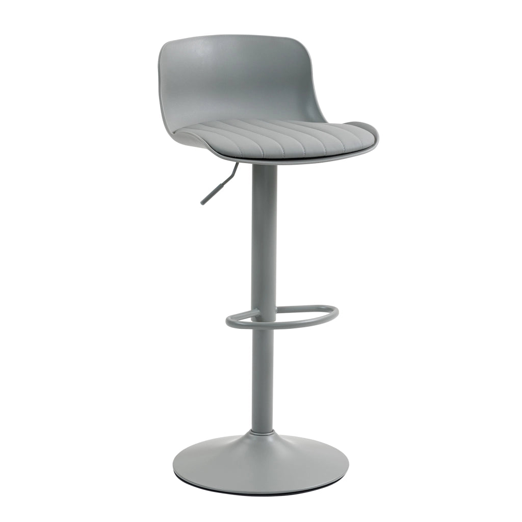 Sgabello da bar girevole con rotazione a 360 gradi schienale ergonomico e altezza regolabile in metallo imbottito grigio