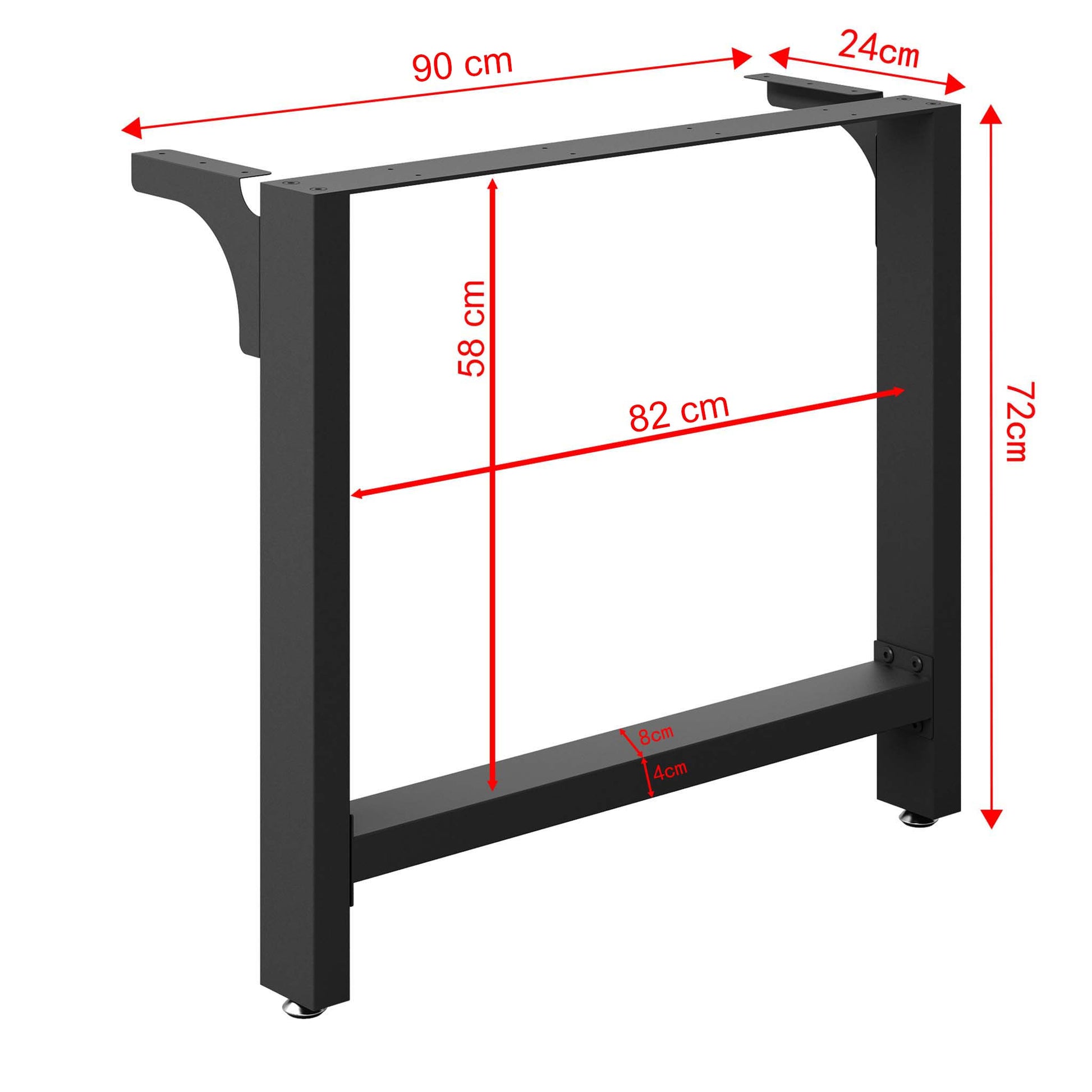 Base per tavolo 90x72 cm verniciatura a polvere nero Telaio per tavoli gambe tavolo