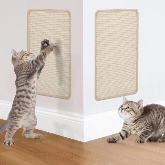 Krabbata per gatti 2 pezzi in sisal 40 x 20 cm krabbata per muro per gatti con adesivo beige