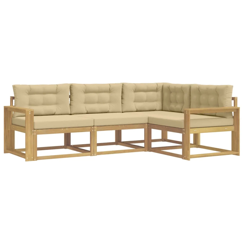 Set di divani da esterno 3 pcs Bianco e Beige Poliestere 3386382