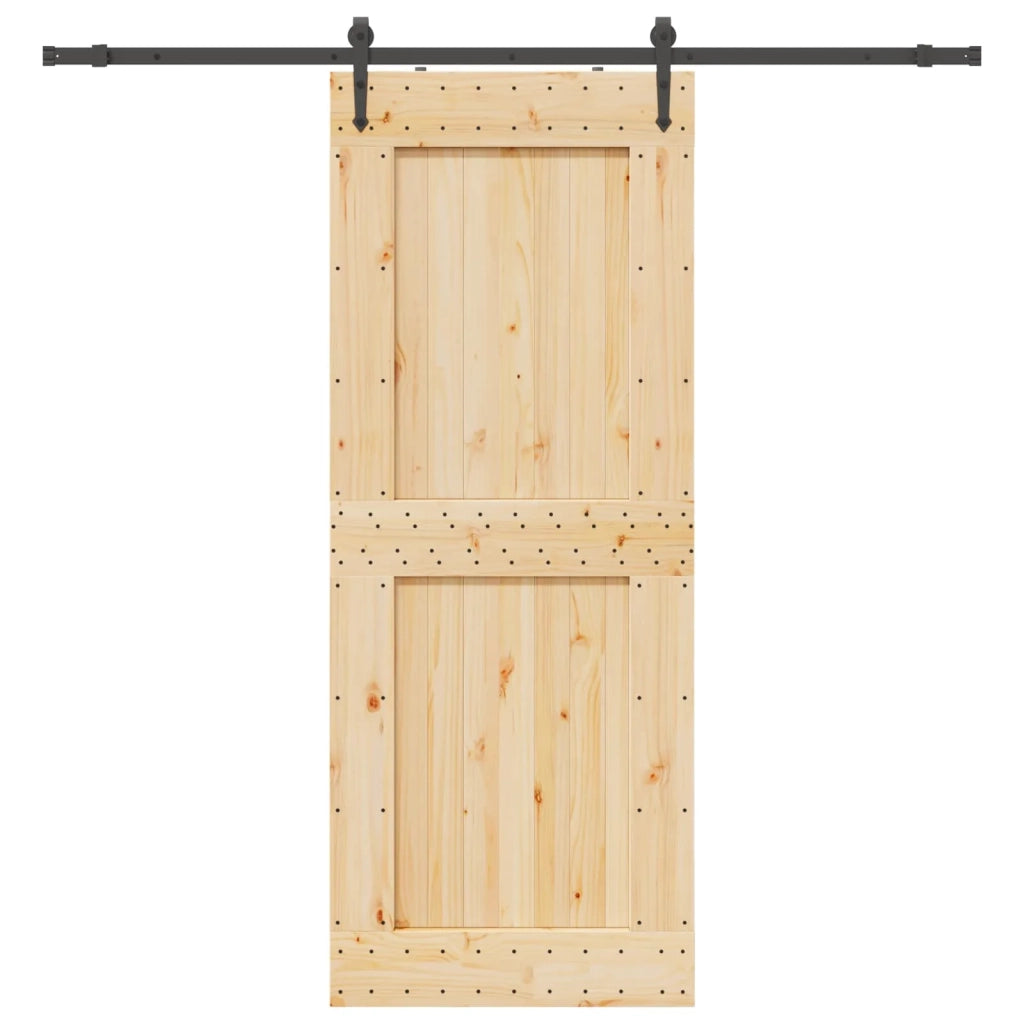 Porta scorrevole NARVIK Naturale e Nero 90 x 210 cm (213,5 cm) 3445344