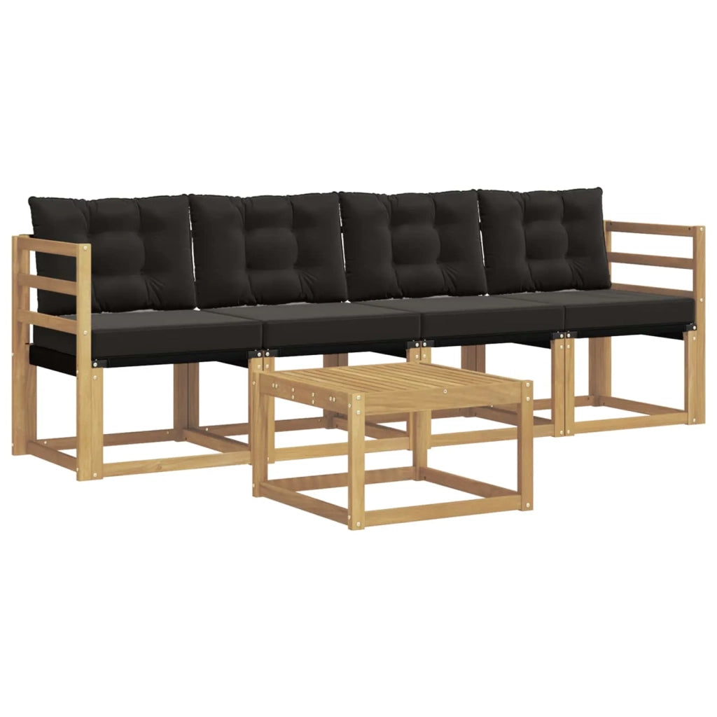 Set di divani da esterno 5 pz Bianco e Nero 3389178
