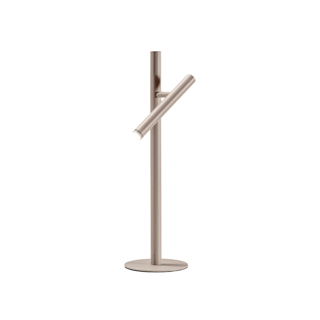 Lampada da Tavolo Gealuce GLS in Alluminio Tortora - Lume LED 5,4W Orientabile con Dimmer Push, 3000K, Fascio 25°, IP20, Design Moderno e Raffinato