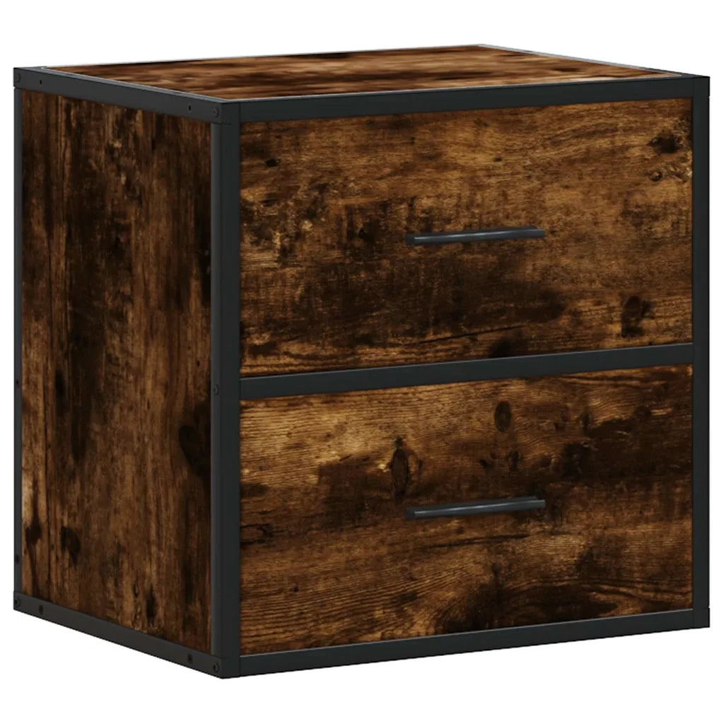 Comodino | Armadio da Notte | Mobiletto da notte a Muro Rovere Fumo 40x31x39,5 cm