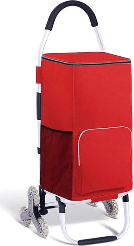 Carrello Trasportatore Opportuno con 3 Ruote 1016 cm - Manubrio Regolabile - Ideale per Prodotti di Negozi di Alimentari (rosso)