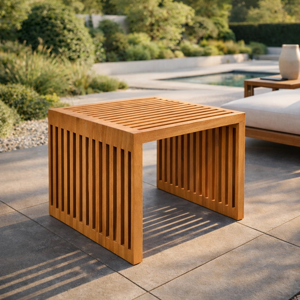 Tavolino da Esterno in Teak Massello Design a Listelli – Malmo