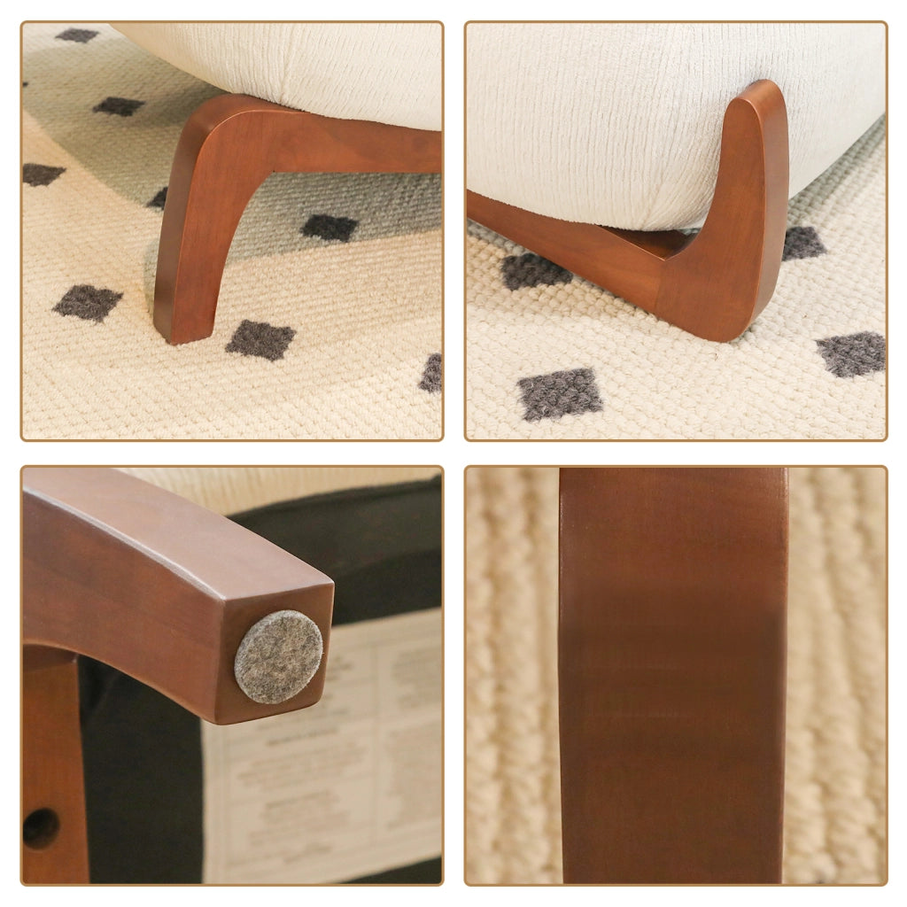 Poltrona 86.9x72.1x69.9 cm senza braccioli in velluto e legno bianca