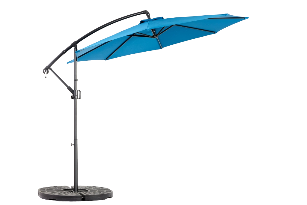Ombrello Esterno Doppio Lato Rettangolare Grande 14.8 Ft con Manovella Blu Senza Base