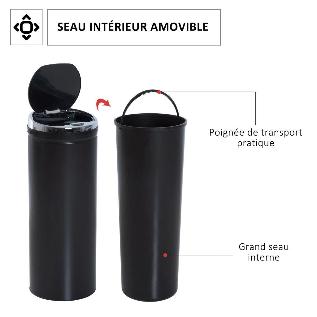 Cestino a sensore movimento apertura automatica 50 litri ¨C Minimal ¨C acciaio inox nero