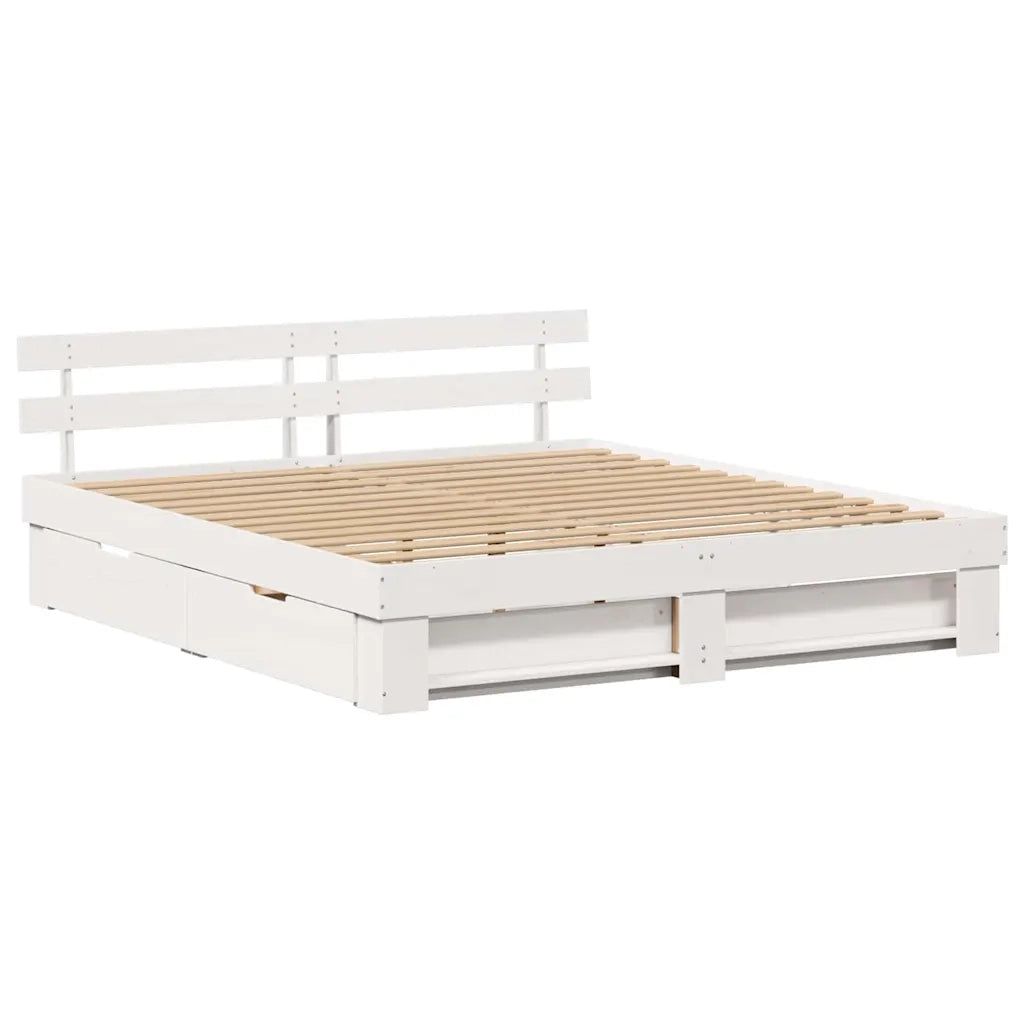 vidaXL Struttura del letto Bianco 200 x 200 cm Legno di pino massello