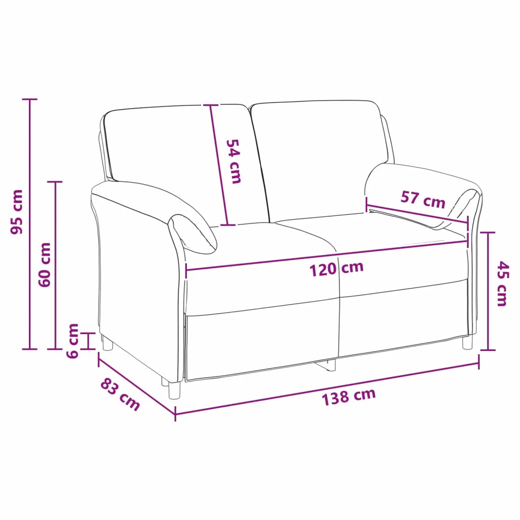Divano a 2 Posti Viola 138 x 83 x 95 cm Velluto 42033952