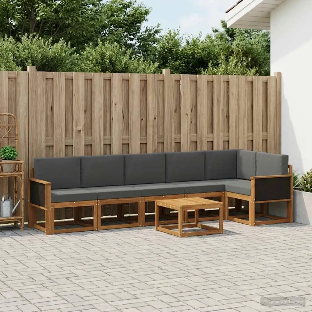Set di divani da esterno 7 pcs Naturale e Antracite Poliestere