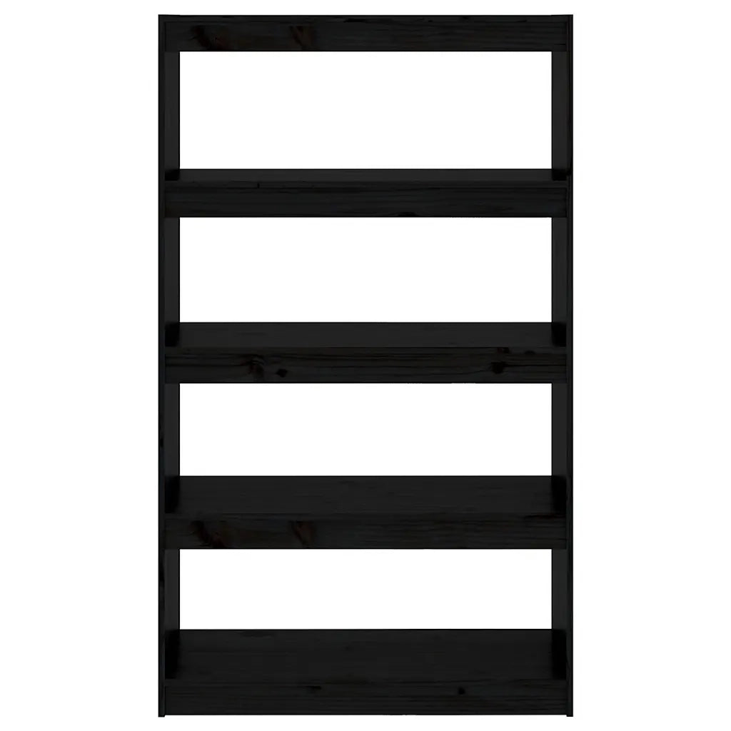 Libreria/Divisorio Nero 80x30x135,5cm in Legno Massello di Pino 808197