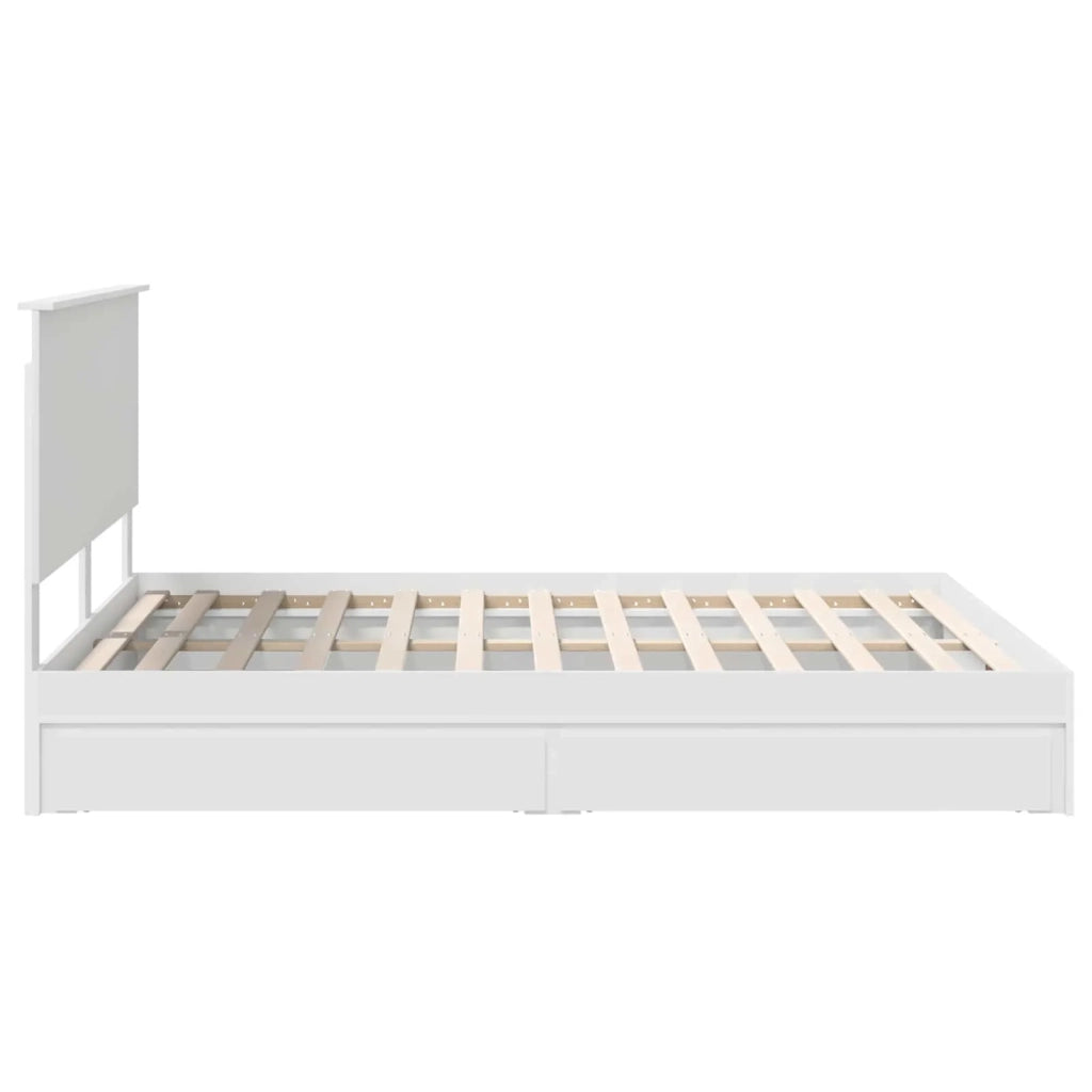 Letto con Contenitore Bianco 160 x 200 cm Legno multistrato 3411187