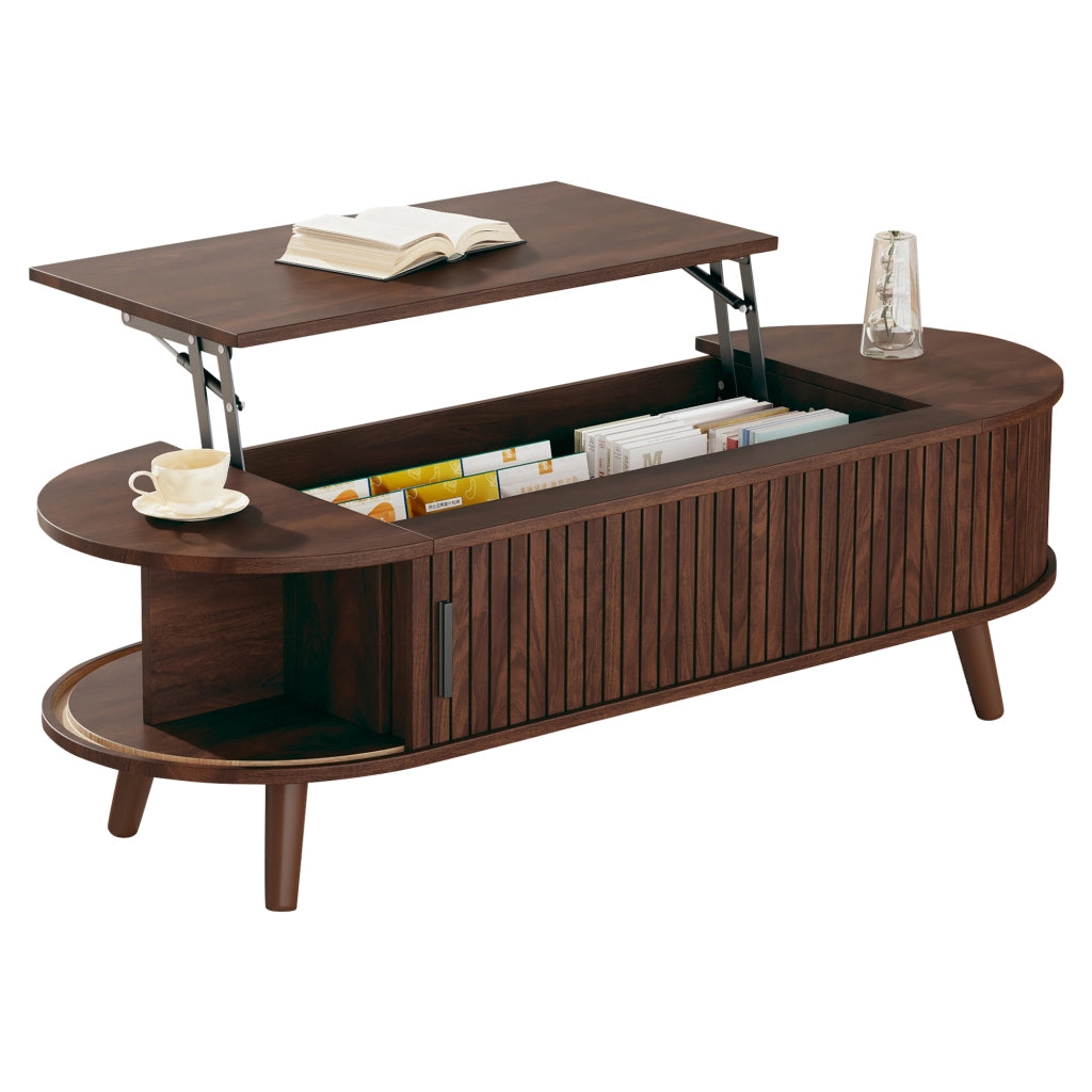 TAVOLO SALOTTO Alzabile 120x50x39,5 cm MDF Noce con vano contenitore