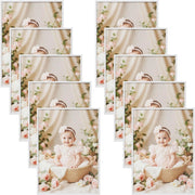 Set di 10 Cornici Foto 50x70 cm con Passepartout, Portafoto da Parete e Tavolo, Verticale o Orizzontale, in Legno Massiccio, Bianco