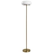 Lampada da terra a LED con paralume ovale in vetro bianco e base in metallo con dimmer, stile retrò