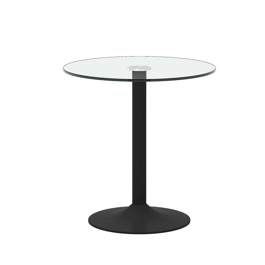 Tavolo bar rotondo in vetro trasparente e metallo nero Ø 89 cm