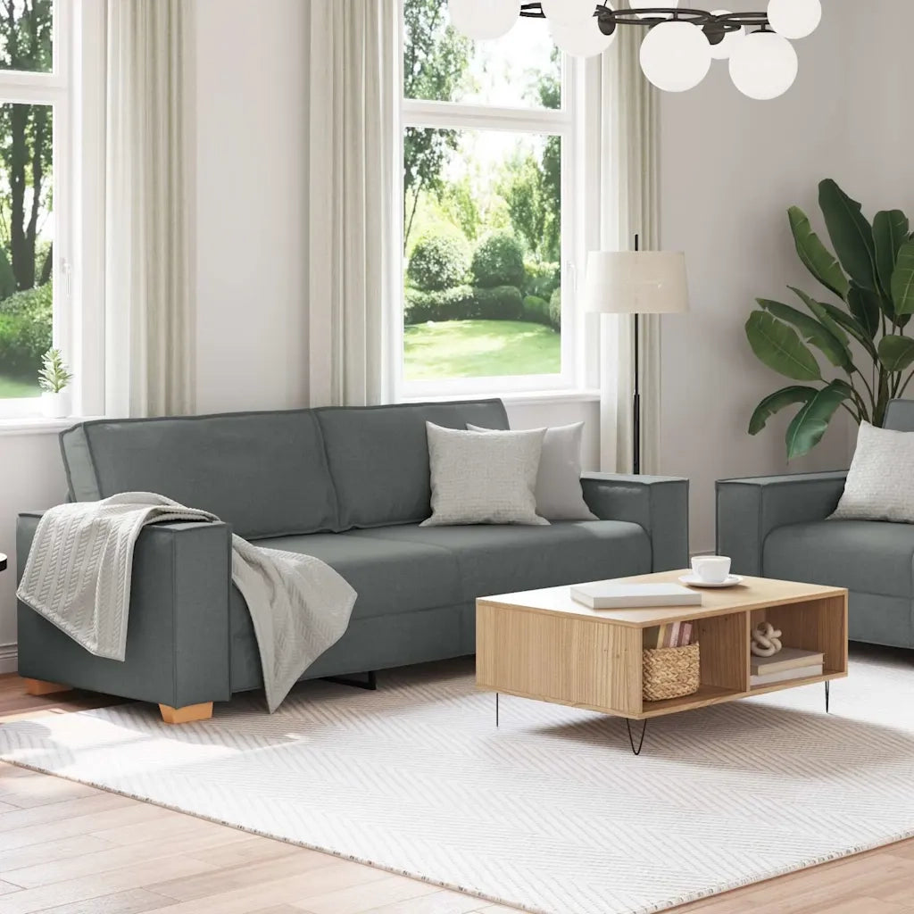 Set di Divani 2 pz con Cuscini Grigio Scuro in Tessuto 3324692