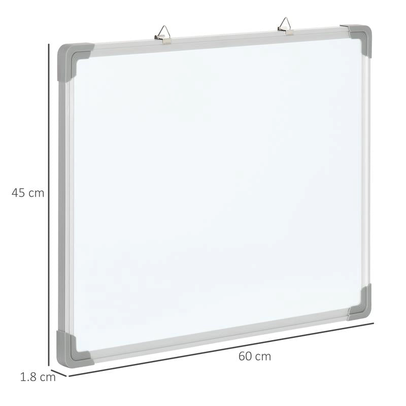 LAVAGNA MAGNETICA DA PARETE CON GOMMA, PENNARELLI E MAGNETI, IN ALLUMINIO, 60X1.8X45 CM, BIANCO