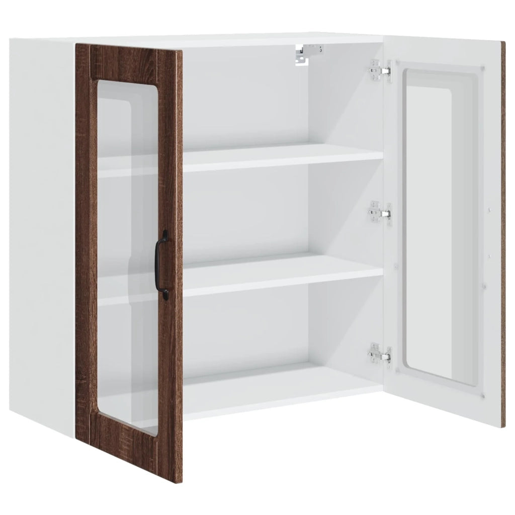 Pensile da cucina | Mobile in vetro da parete PORTO Rovere Marrone 80 x 31 x 80 cm