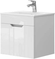 Set mobili bagno Stefanie, Bianco, 49 cm, composto da mobile sottolavabo e lavabo