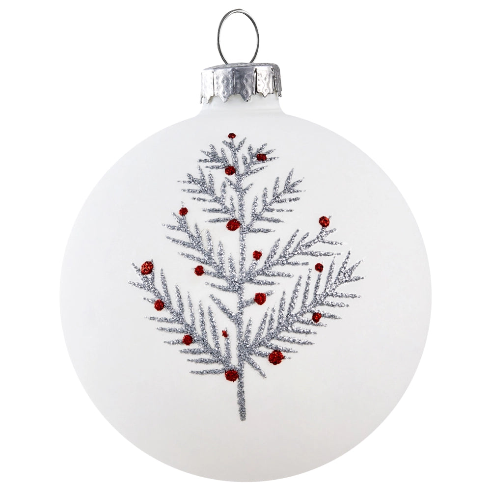 Set di 50 palline di Natale in vetro rosso e bianco da appendere all'albero di Natale in stile tradizionale