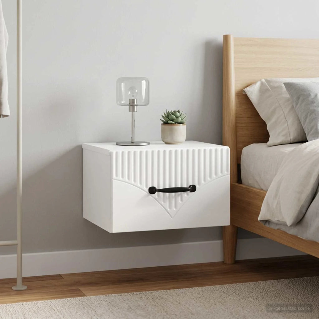 Mobiletto da notte a muro 2 pcs Bianco Lucido 34,5 x 33 x 20 cm 898944