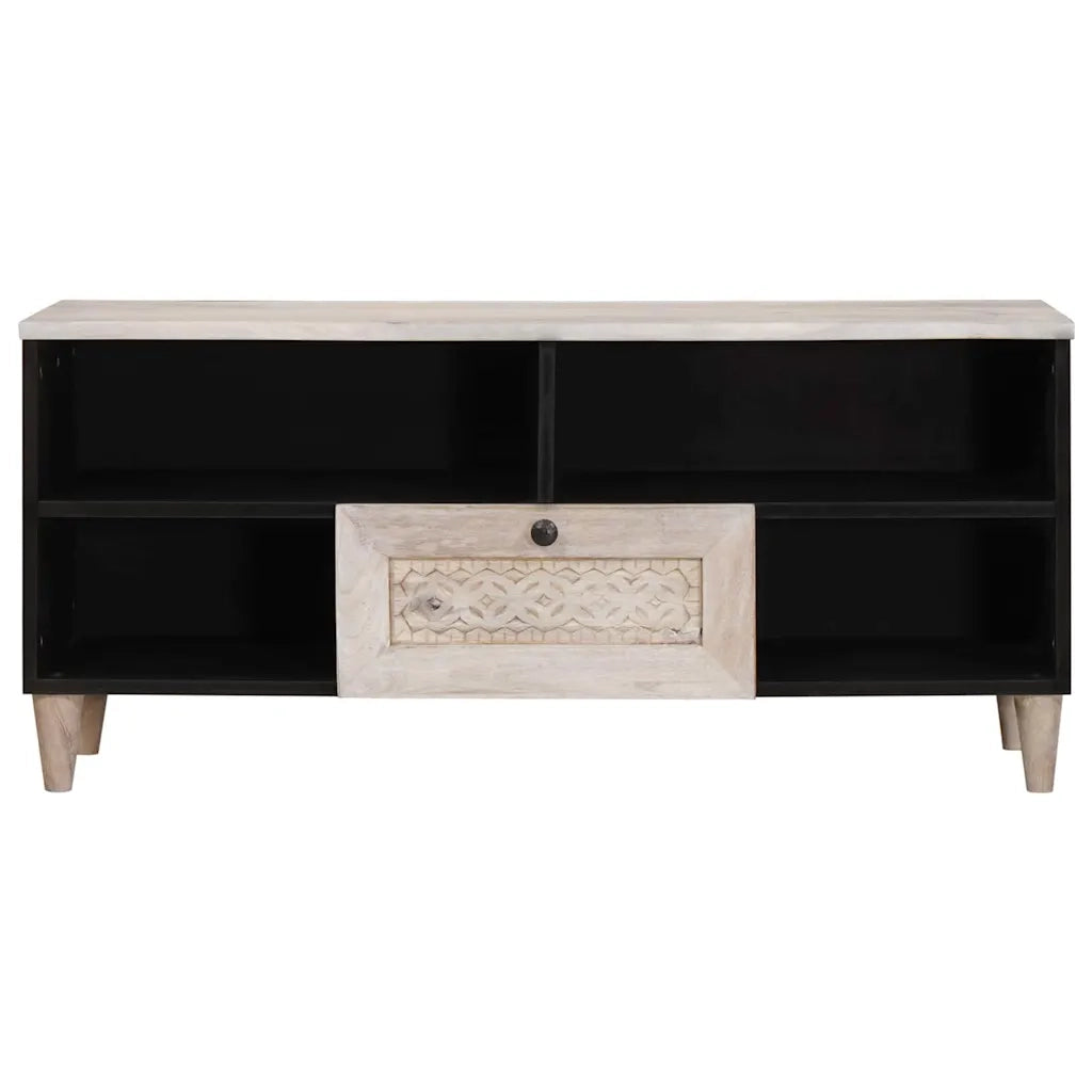 vidaXL Mobile TV Bianco 105 x 33 x 46 cm legno massello di mango